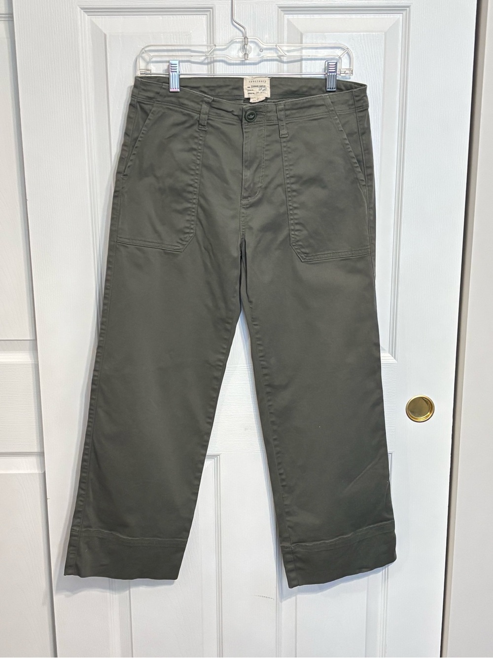 Sanctuary Standard Surplus Olive Green Cargo Crop Pants Casual Wide leg Size 27